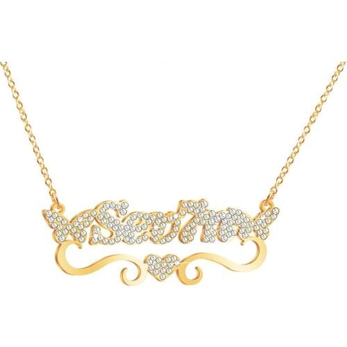 DUOYING Custom Name Necklace Personlized Hip Hop Butterfly Micro-Inlaid Zircon Stainless Steel Letter Necklace For Jewelry Gift