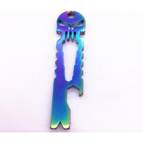 EDC Titanium Bottle Opener Wrench Skulls New Multi Tools Crowbar Outdoor Stainless Steel Tactical Pocket Tool Key Ring Pendant