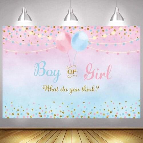 Boy or Girls Gender Reveal Photo Backdrop Baby Shower Happy Party He or She Photography Background Decoration Photocalls Banner