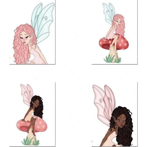 Beautiful Rose Fairy Art Print | Fairy Wall Art | Mushroom Girl Magic Art Decoration | Fairytale Wall Art Nursery Wall Art Poste