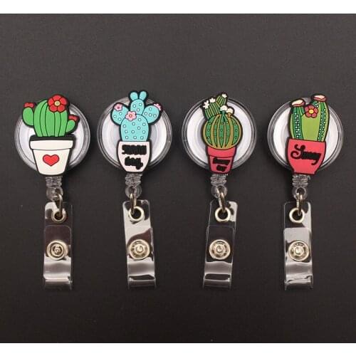 Creative Cactus Style Retractable Badge Reel For Nurse&Doctor Card Holder Office&Hospital Supplies Boy&Girl Name Card