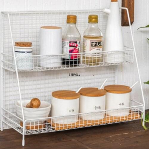 Kitchen Storage Tool Makeup Storage Shelf Home Organizer Iron Art Multifunction 2 Layers Storage Shelf Bathroom Table Organizer
