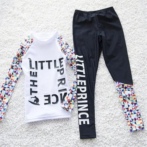 M-2XL New 2021 Long Sleeve Boys Swimwear Two Piece Sports Swimming Suits Children Kids Swimsuit Beach Wear Bathing Suits