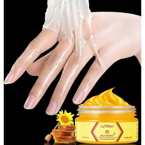 LAMILEE Milk Honey Hand Mask Hand Wax Moisturizing Whitening Skin Care Exfoliating Calluses Hand Film Hands Care Cream 110g