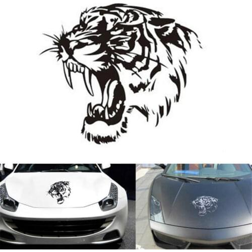 LKT 28cm*28cm Tiger Head Reflective Cool Car Hood Styling Auto Decorative Motorcycle Sticker 3D Vinyl Car Bumper Sticker
