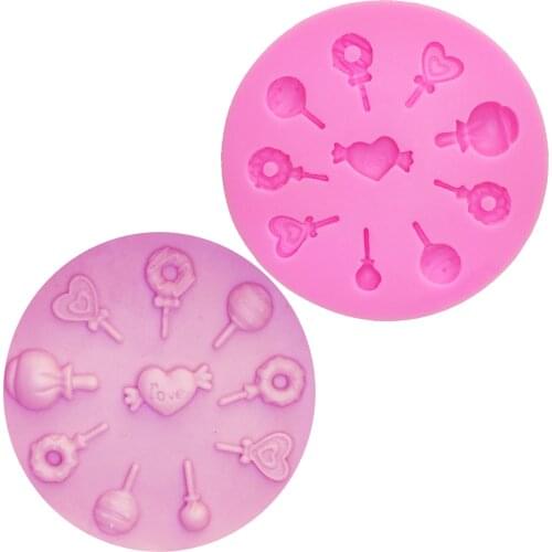 M0397 LOVE Heart ice cream lollipop candy fondant cake form silicone molds for cake decorating chocolate tools