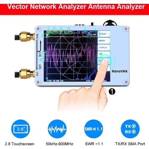 NanoVNA Vector Network Analyzer Antenna Analyzer Standing Wave 50KHz-900MHz Digital Touching Screen Shortwave MF HF VHF UHF