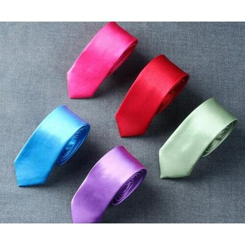 500pcs new fashion candy color 5cm silk like slim tie/Skinny neck tie 50 color for choose