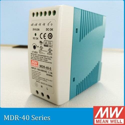 Original Meanwell MDR-40-24 40W 24V mean well Din Rail Switching Power Supply MDR-40 DC OK relay contact UL TUV CB CE approved