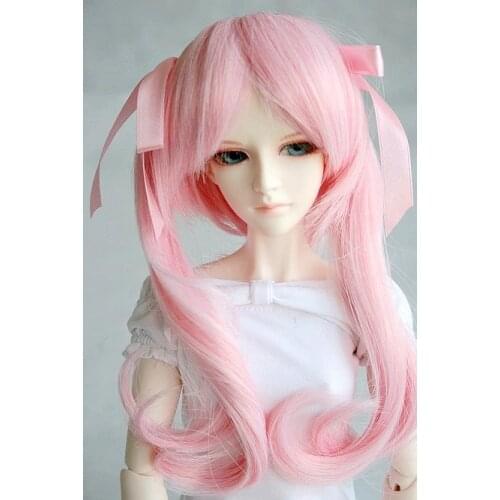 [wamami] 71# Wavy Pigtail Pink Wig 1/3 SD DZ DOD BJD Dollfie 8-9"