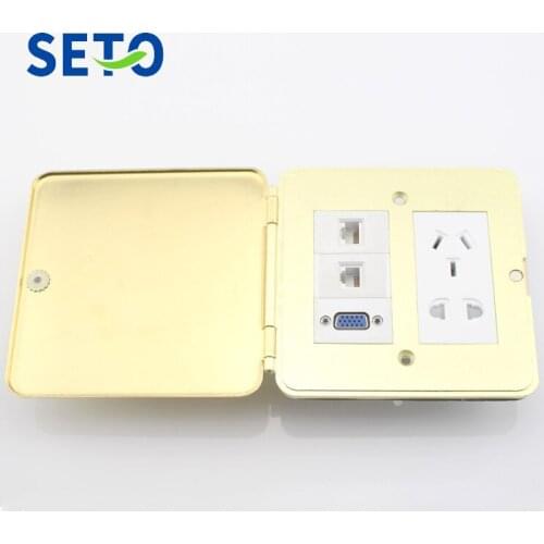 SeTo Flip Cover Type Floor Socket RJ45 Cat5e + RJ11 Cat3 + VGA + Five Hole Power Socket Wall Plate Keystone Receptacle