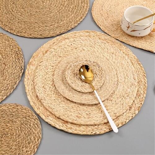 Stylish Handmade Weave Round Coaster Pad Non-slip Corn Water Grass Placemat Heat-resistant Plat/Cup Mat Home Table Decoration