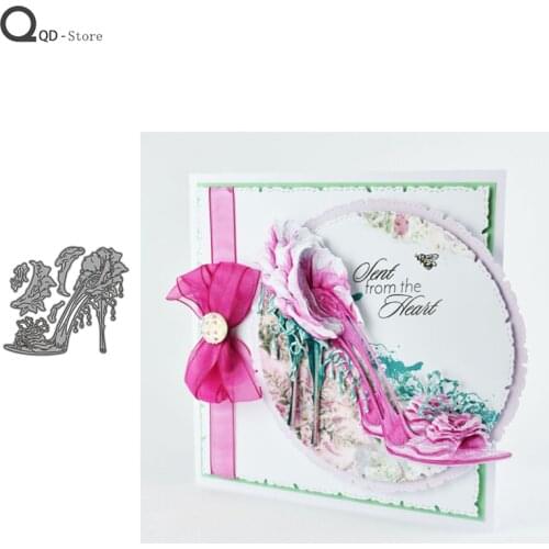 Rose Flower High Heel Shoes Cutting Dies New Dies Scrapbooking Mold Cut Childrens Handmade Tools DIY Craft Decoration Metal Die