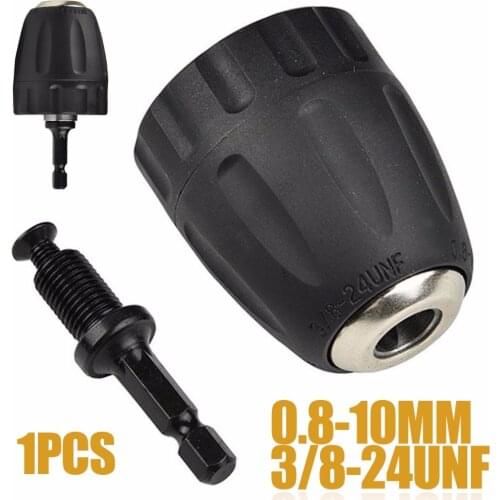 0.8-10mm Self-tightening Drill Bits Chuck Screwdriver Adapter With Hexagon Arbor 3/8-24UNF