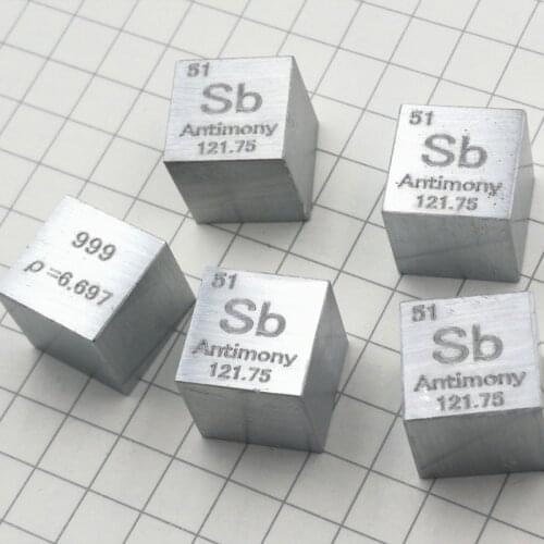 10mm Antimony Sb Cubic Periodic Table Cube 99.99% Pure Antimony Cubic Metal Gift Rare Metal Antimony Element Block Sample