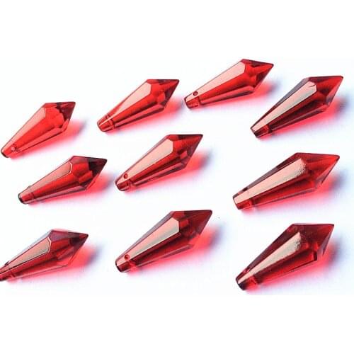 100Pcs 36mm Sparkle Red Crystal Glass Chandelier Pendants (Free Rings )/ Crystal Lamp Parts/ Glass Icicle Drops For Decoration