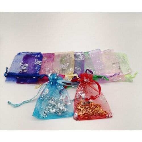 100Pcs Butterfly Organza Bags 15x20 17x23 20x30 Butterfly Gift Bag for Jewelry Packaging Bag Storage Display Mini Drawstring Bag