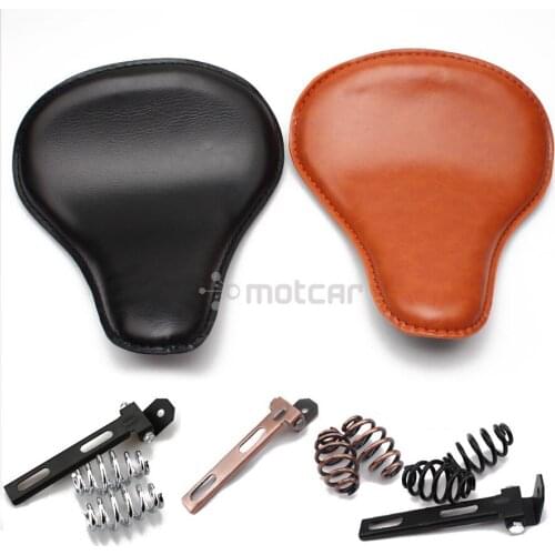 2colors Old School Cafe Motorcycle Driver Solo Seat Torsion Leather+ 3" Springs Mounts Bracket For Harley Chopper Saddle Seat