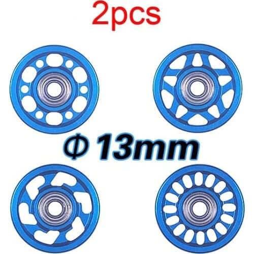 2Pcs CNC 13mm Guide Rollers Lightweight Hollow Anodized Dyed Blue Ball Race Rollers 15437 Tamiya MINI 4WD Racing Car Model