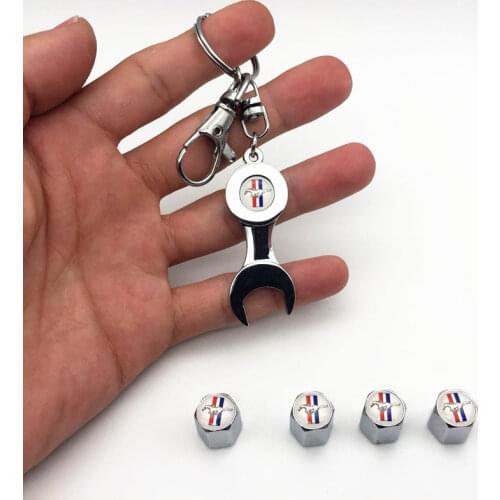FDIK 4pcs/set Steel Wheel Tire Valve Stems Caps Stainless Tire Valve For Ford Mustang Fiesta Fusion Focus Mondeo Keychain