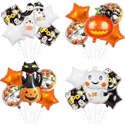 5 piece Halloween balloon set ghost pumpkin black cat zombie balloon set Easter theme party balloon wholesale