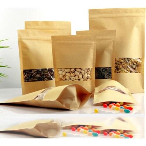 500pcs 4 size Paper Gift Bag For Tea Powder Nut Food Cookie Packaging Zip Lock Bags Gift Bag For Children