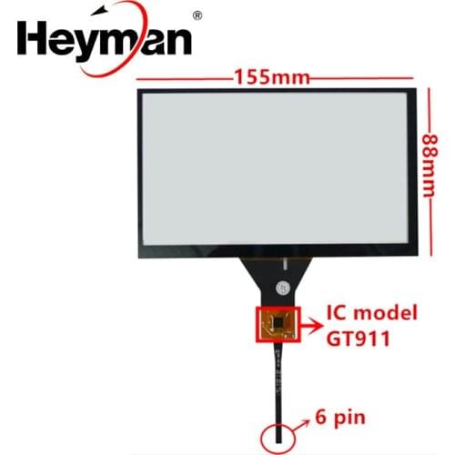 6.2 inch 155*88 155mm*88mm GT911 Universal Capacitive Touch Digitizer Car DVD navigation Touch screen panel Glass