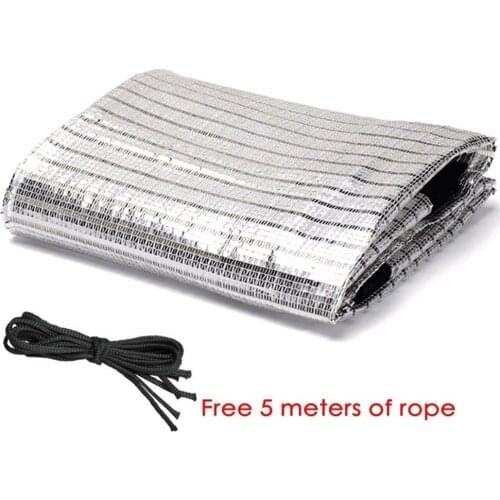 75% Shade Cloth Balcony Patio Greenhouse Aluminum Foil Shade Net With Grommets UV Resistant Fabric Mesh