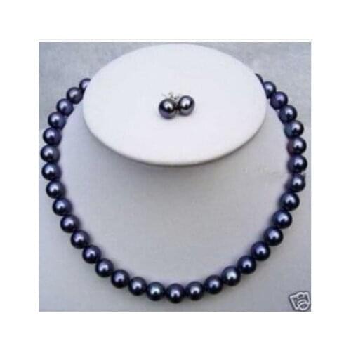 8-9mm Cultured Black akoya Pearl Necklace & earring