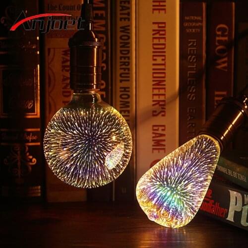 Anjoet Led Light Bulb 3D Decoration Bulb 110V 220V ST64 G95 G80 G125 A60 E27 Holiday Lights Novelty Christmas Lamp Lamparas
