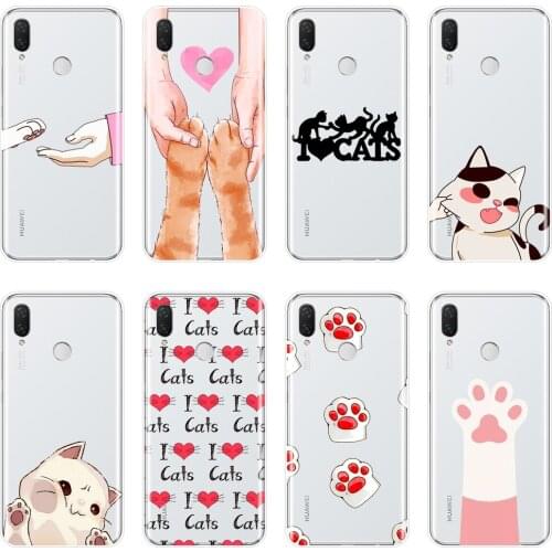 Phone Case For Huawei Nova 3 3I 3E 2i 2 Lite Plus Case Silicone Heart Cat Kawaii Soft Back Cover For Huawei Nova Smart Lite 2017