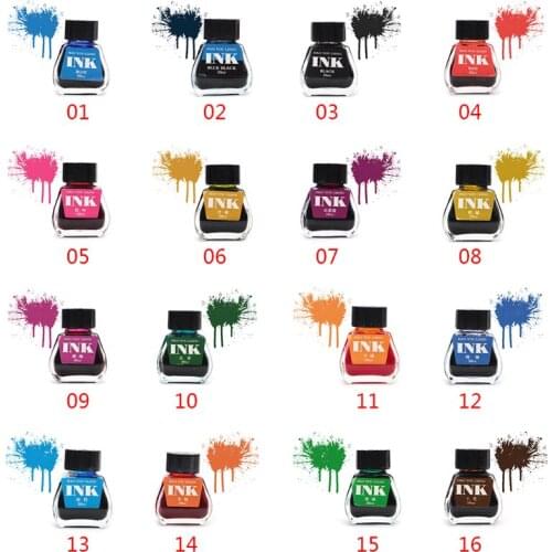 30ml Bottled Glass Smooth Writing Fountain Pen Ink Refill School Student Stationery Office Supplies 16 Colors