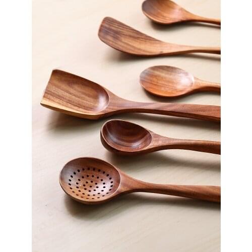 Wood Spatula Non-Stick Pan Special High Temperature Resistant Household Spatula Wood Soup Spoon Spatula Spatula Kitchenware Set