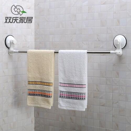 Suction Cup Towel Rack Stainless Steel Bathroom Organizer Rotated Single Towel Bar