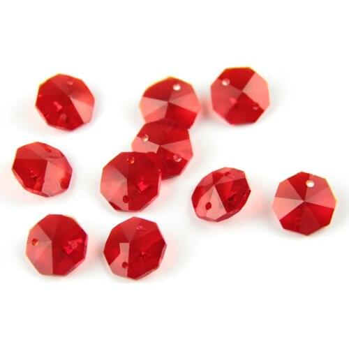 Crystal Glass Octagon Bead Mix Color 14mm In 2 Holes For Crystal Chandelier Part Pendant Beads / Lamp Parts Beads