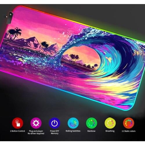 Gaming Led Lights Mouse Pad Rgb Retrowave Backlit Synthwave Carpet Rgb Mousepad Pink Deskmat 900x400 Setup Gamer Accessories Mat