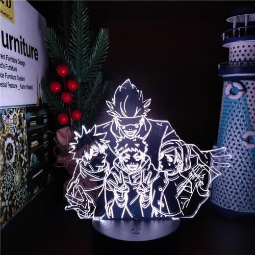 Jujutsu Kaisen Night Light Itadori Yuji Gojo Satoru Kugisaki Nobara Fushiguro Megumi 3D LED Lamp Anime Figures Lampara Lights