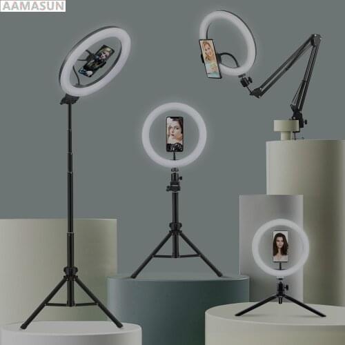 Selfie Ring Light Photography Led Rim Of Lamp With Mobile Holder Support Tripod Stand Ringlight For Live Video Streaming