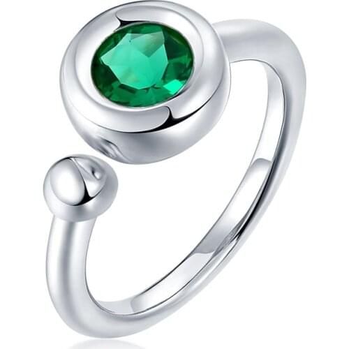 ANZIW 925 Sterling Silver Moissanite Diamond 1.0CT White/Blue/Green/Blue Round Engagement Rings Women Wedding Party Jewelry