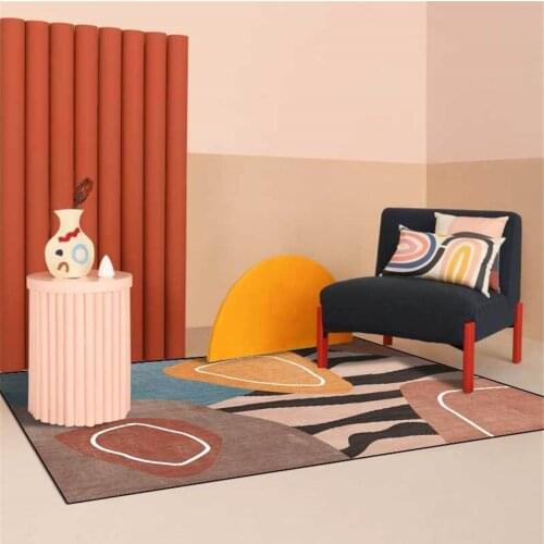 Abstract Strip Geometric Pattern Carpet Luxury Fashion Nordic Carpet Living Room Decoration Rug And Carpet Bed Kitchen Rug Mat