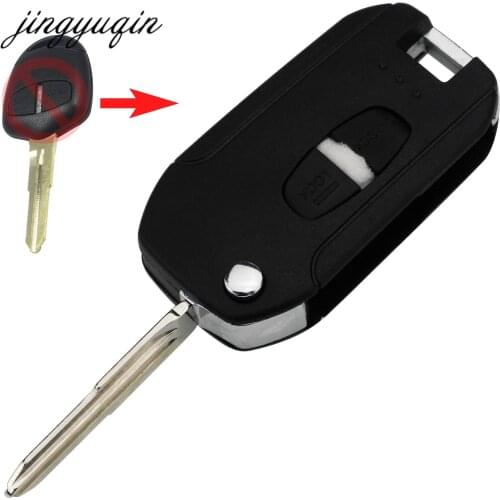 Jingyuqin Modified Flip Remote Car Key Shell for Mitsubishi New ASX GRANDIS Outlander LANCER-EX Right Blade 2 Button Fob Case