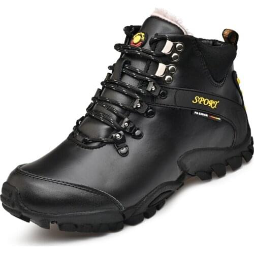 Mens Snow Boots Waterproof Men Footwear Boots Pop Winter Boots Leather Vogue Men Winter Fur Shoes zapatos hombre