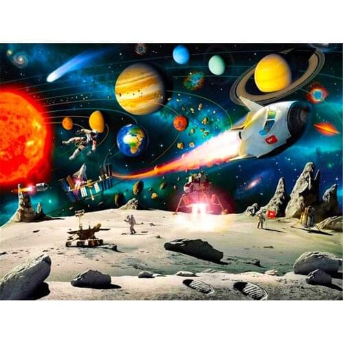 Universe Space Landscape Pre-Printed 11CT Cross-Stitch Full Kit DIY Embroidery DMC Threads Hobby Knitting Handicraft Jewelry