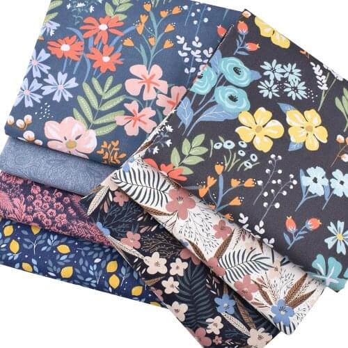 Nanchuang Dark Floral Printed Twill Cotton Fabric Sewing Quilting Tissue Baby Bed Sheets Children Dress Skirt Material 50x160cm