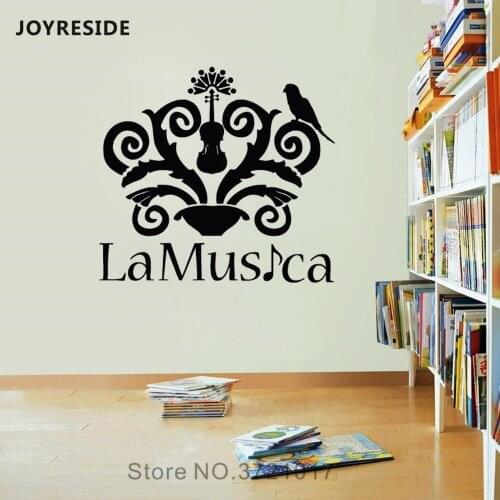 JOYRESIDE Music Wall Musical Instrument Violin Decals Vinyl Sticker Home Recording Studio Bedroom Design Interior Mural A1492
