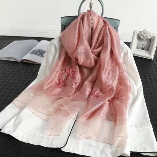 New 2020 Brand Solid Scarf Hijab Winter Silk Wool Scarves Women Fashion Embroidery Warm Long Shawl Bandana Foulard Pashmina