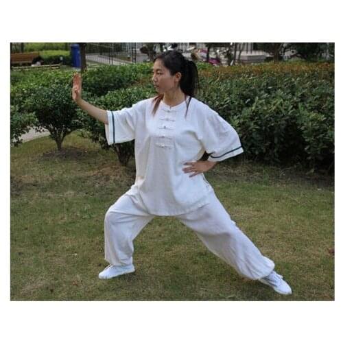 New Women Tai Chi Uniform Martial Arts Kung Fu Linen Cotton Suits