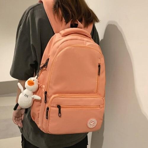 High Quality Solid Color Womens Backpack Large Capacity Waterproof Nylon Leisure Travel Bag Student School Bag Laptop Bag