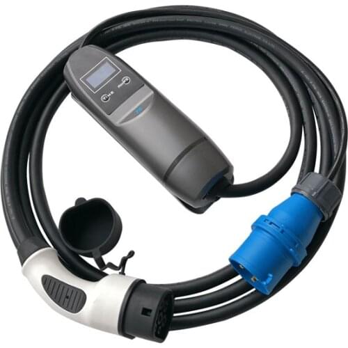 Real data LCD display 6-32a type 2 charging station 240v ev charging cable with 3 pin cee car charger