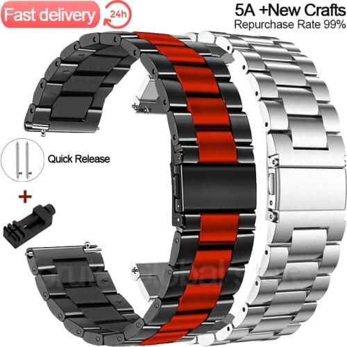 20mm 22mm luxury stainless steel band For Huawei GT2 Pro Bracelet Sport strap for Samsung Galaxy 3 Watch 42 46mm GEAR S3 Active2